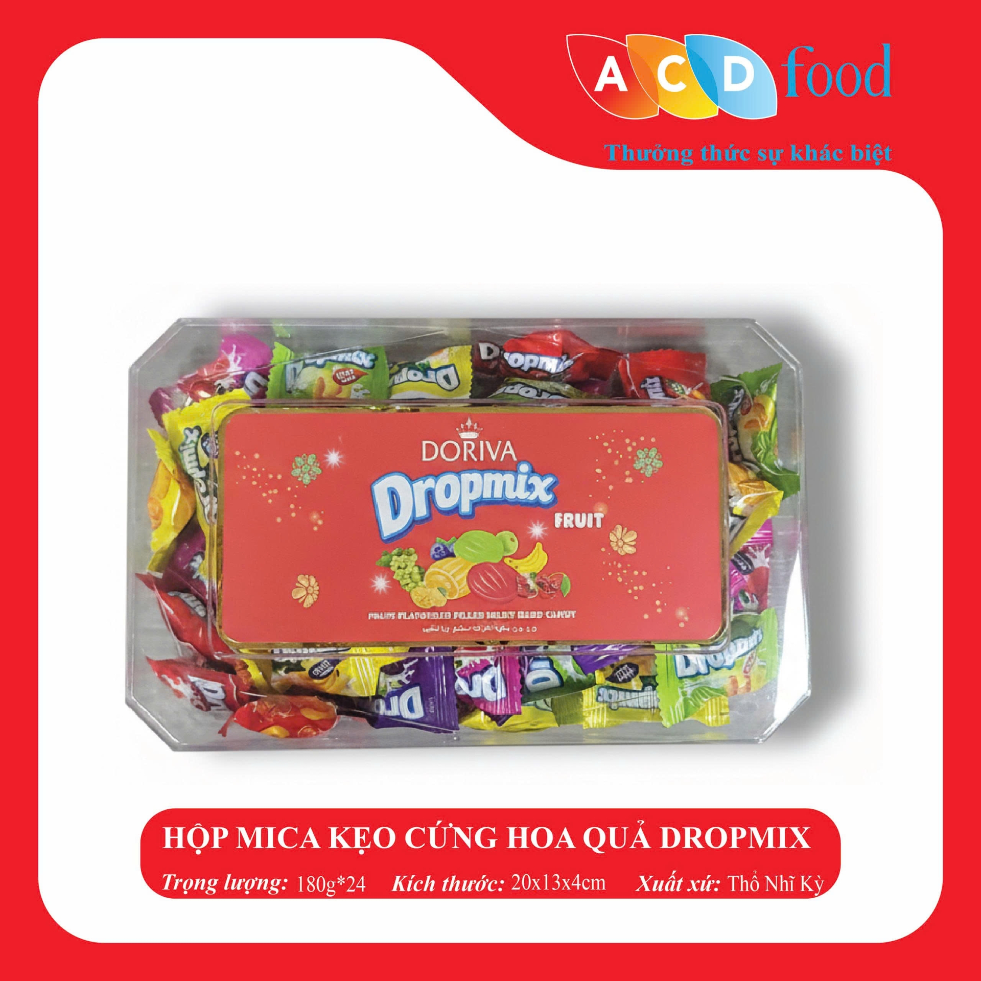 HỘP MICA KẸO CỨNG HOA QUẢ DROPMIX
