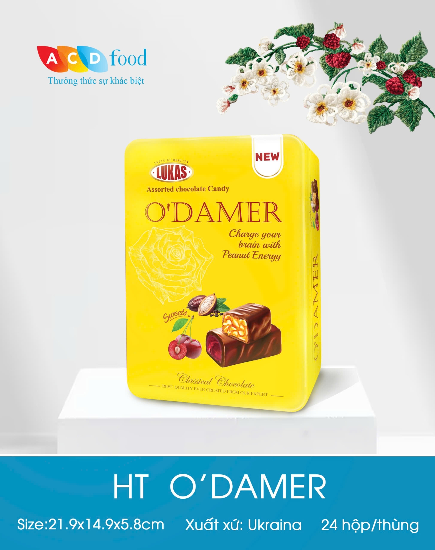 Socola hộp thiếc chữ nhật O'damer 205g