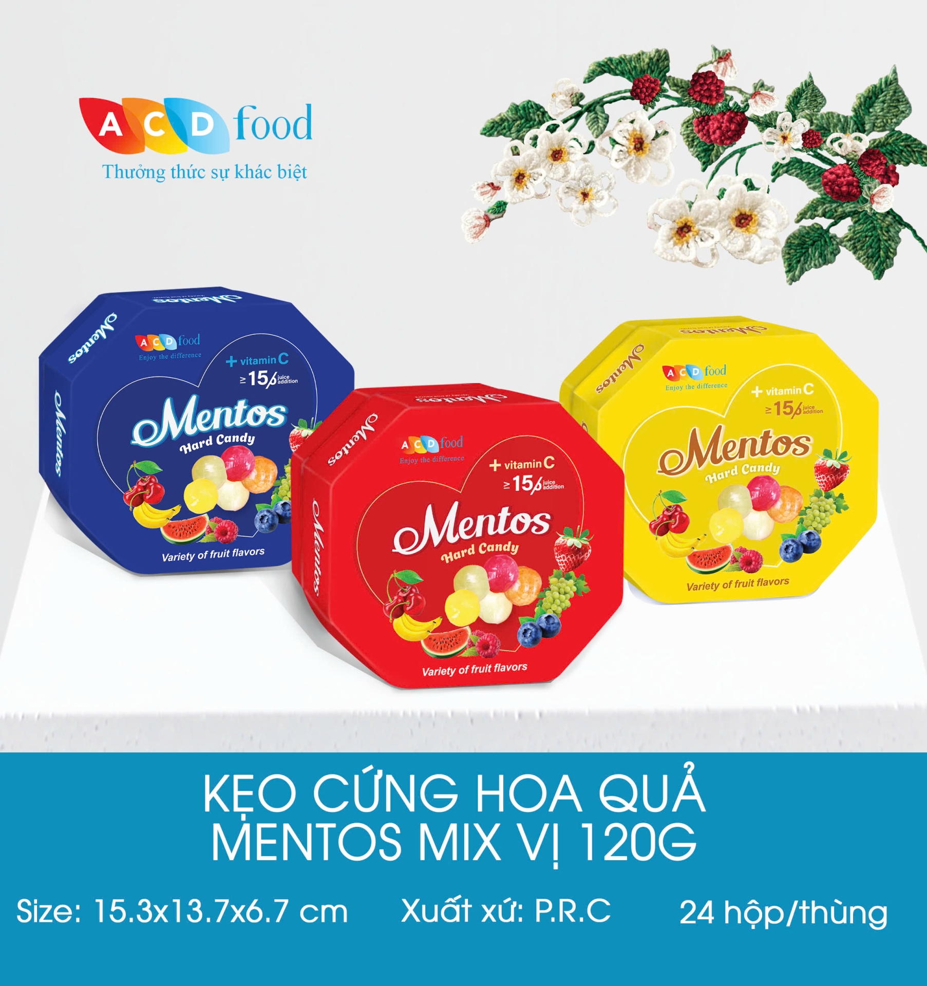 Kẹo cứng hoa quả Mentos mix vị 120g