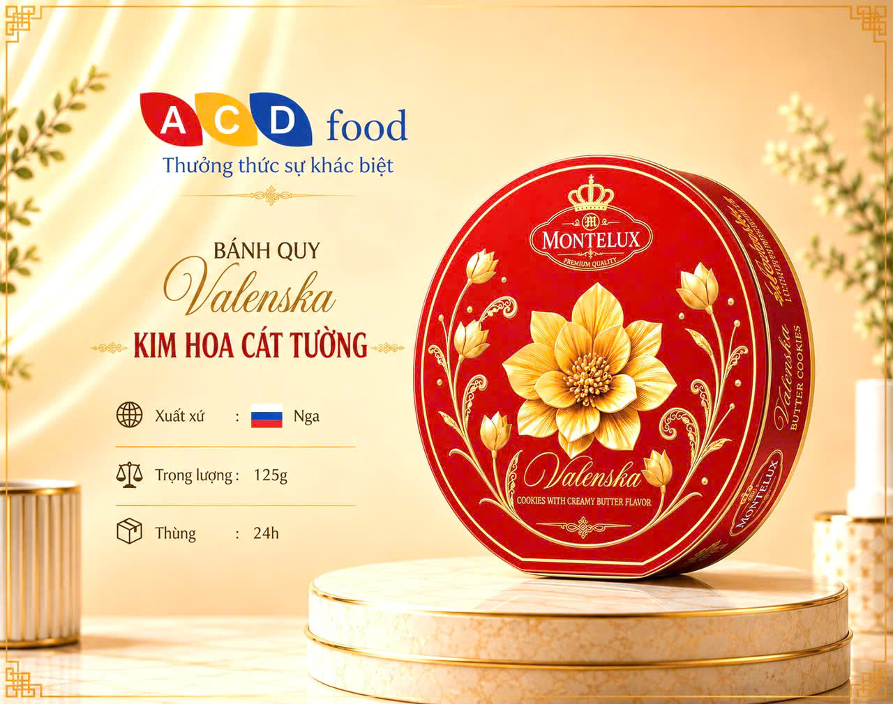 Bánh quy Valenska kem bơ 125g*24