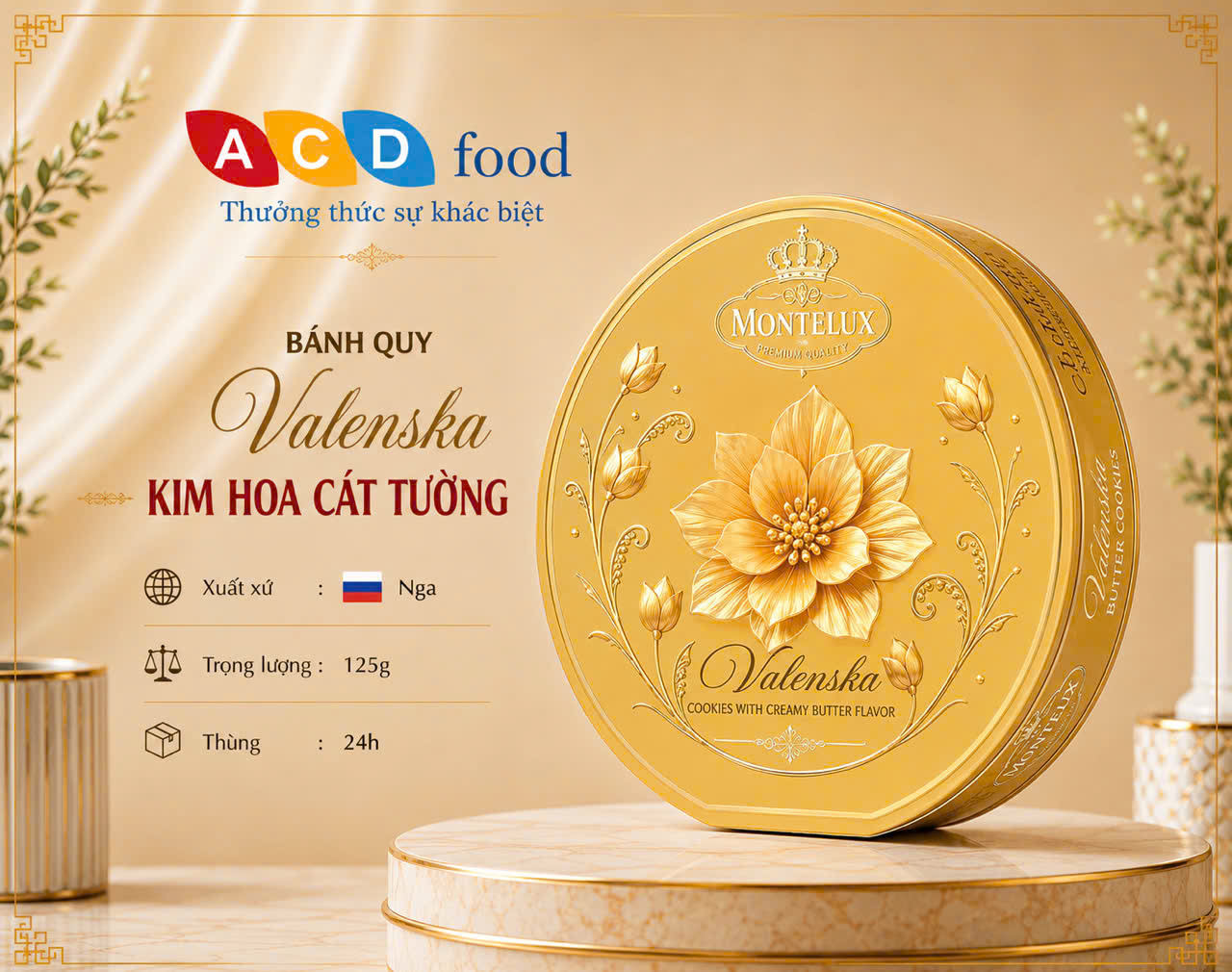 Bánh quy Valenska kem bơ 125g*24