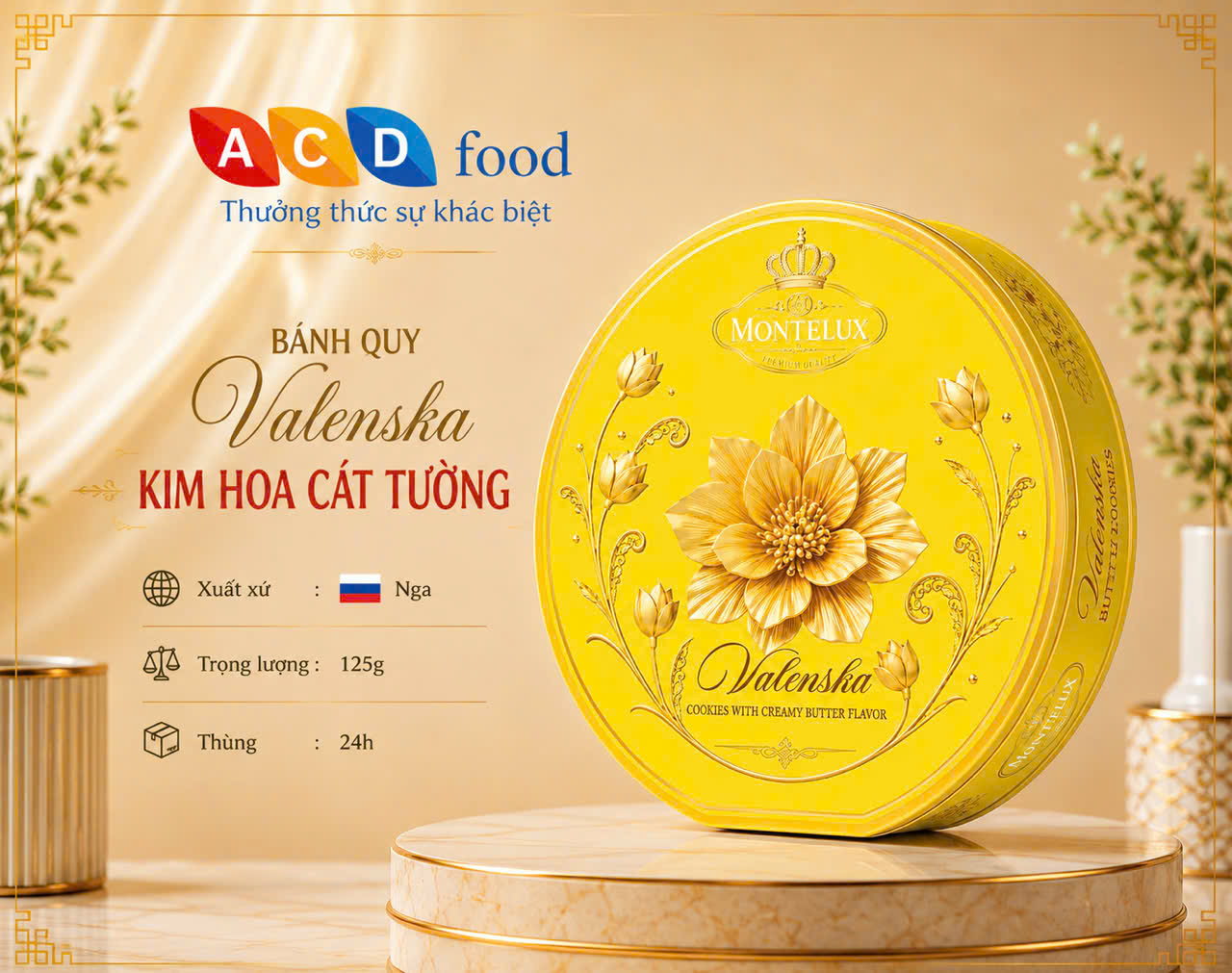 Bánh quy Valenska kem bơ 125g*24