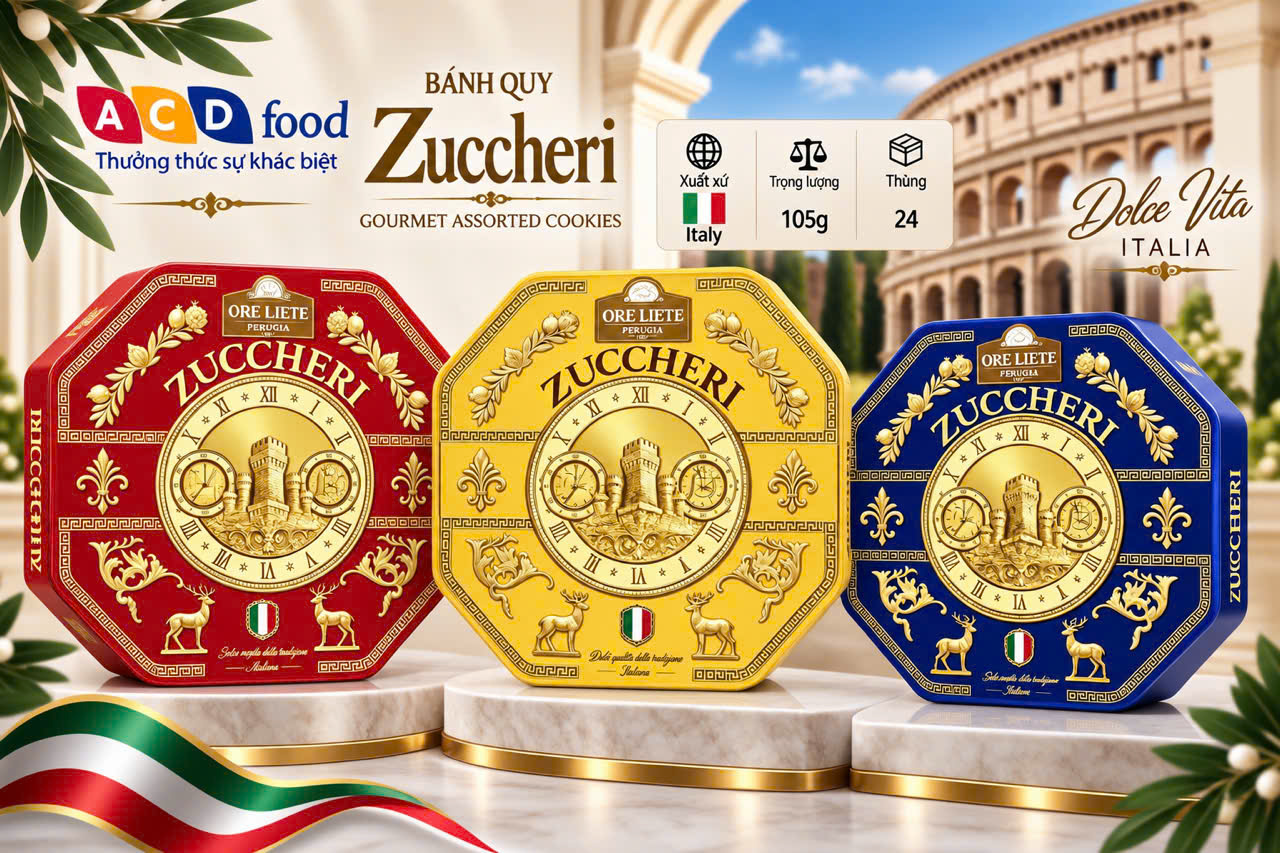 Bánh quy phủ hạt đường Zuccheri 105g*24