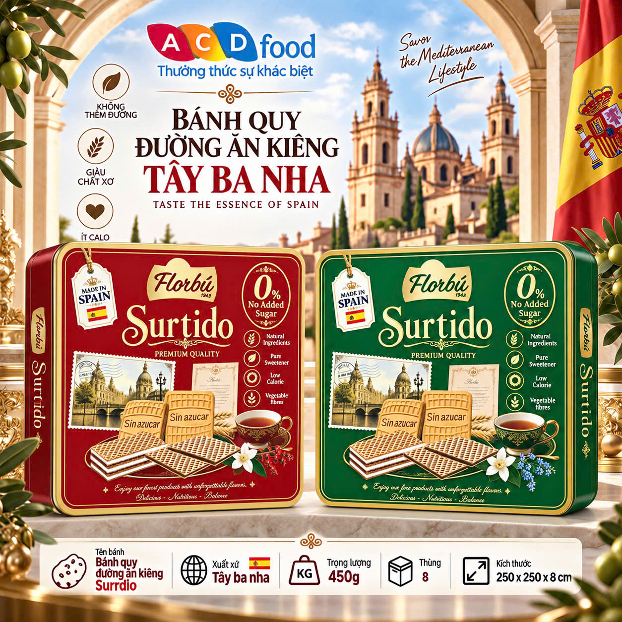 Bánh hỗn hợp Surtido với đường ăn kiêng 450g*8