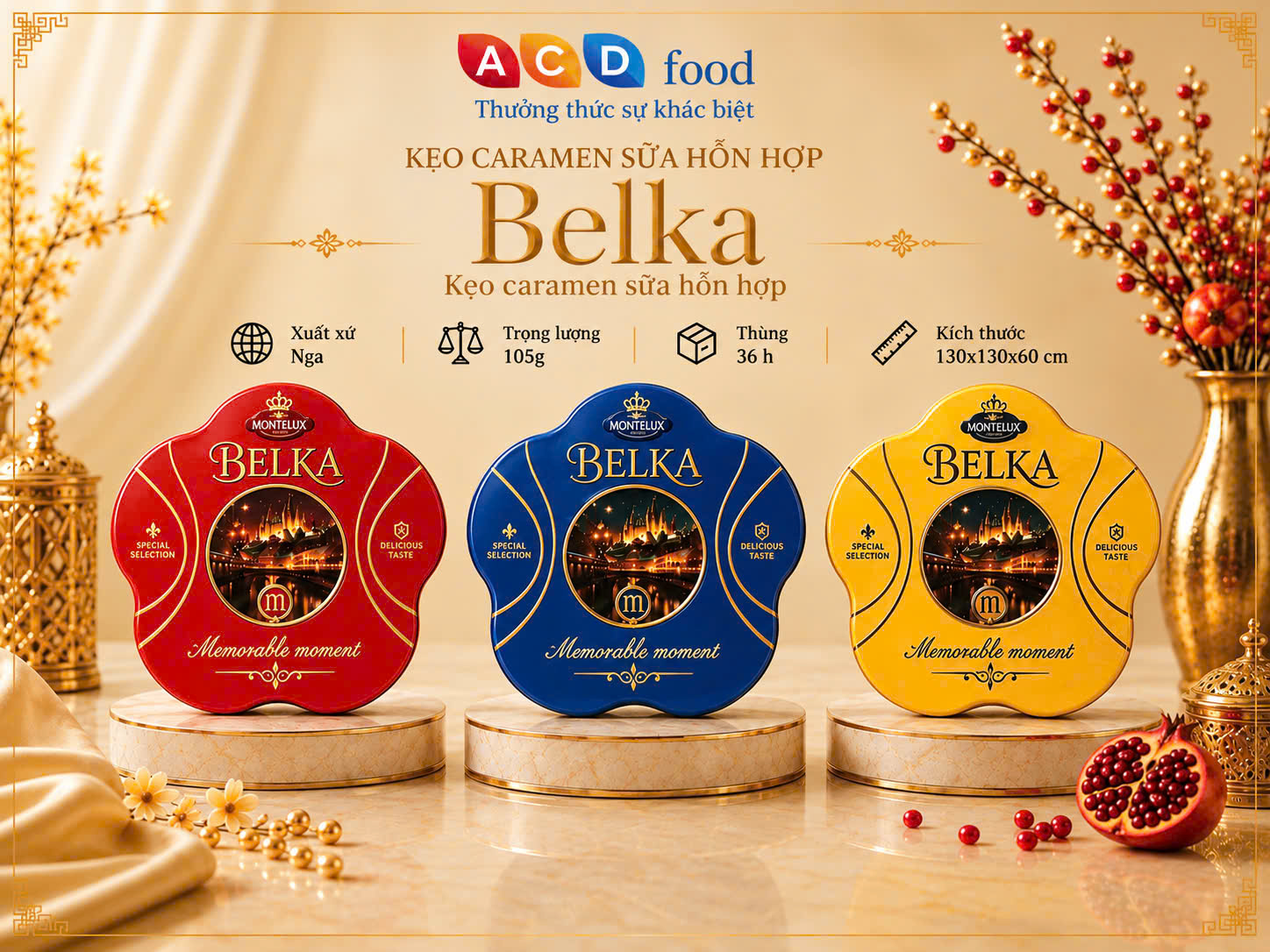 Kẹo Caramen sữa hỗn hợp Belka 105g*36