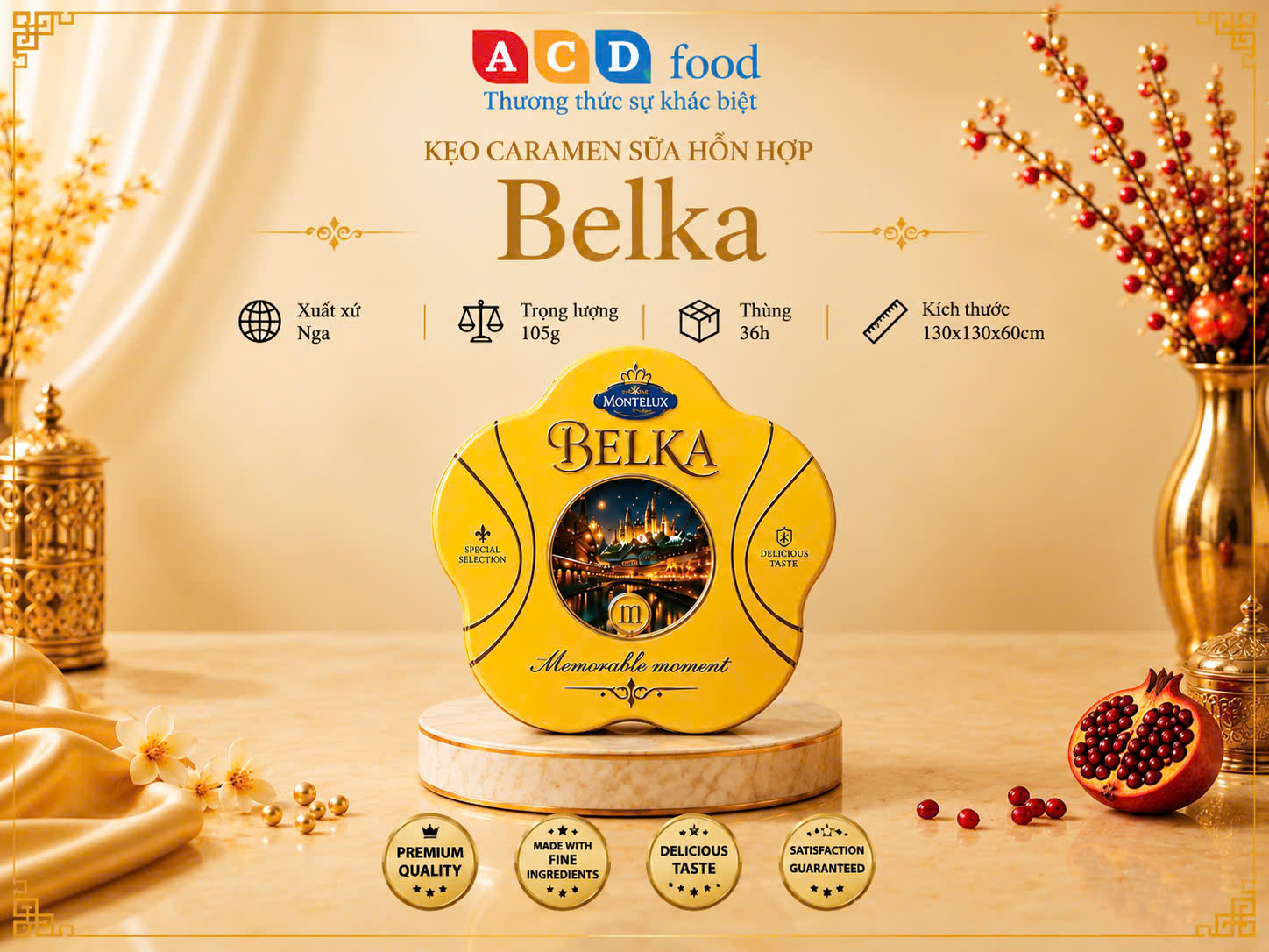 Kẹo Caramen sữa hỗn hợp Belka 105g*36