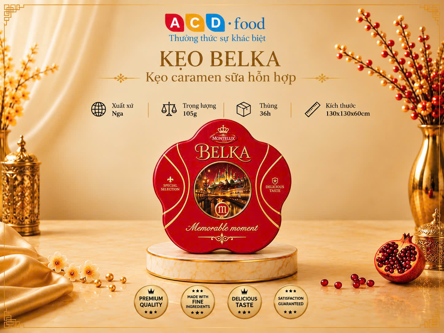 Kẹo Caramen sữa hỗn hợp Belka 105g*36