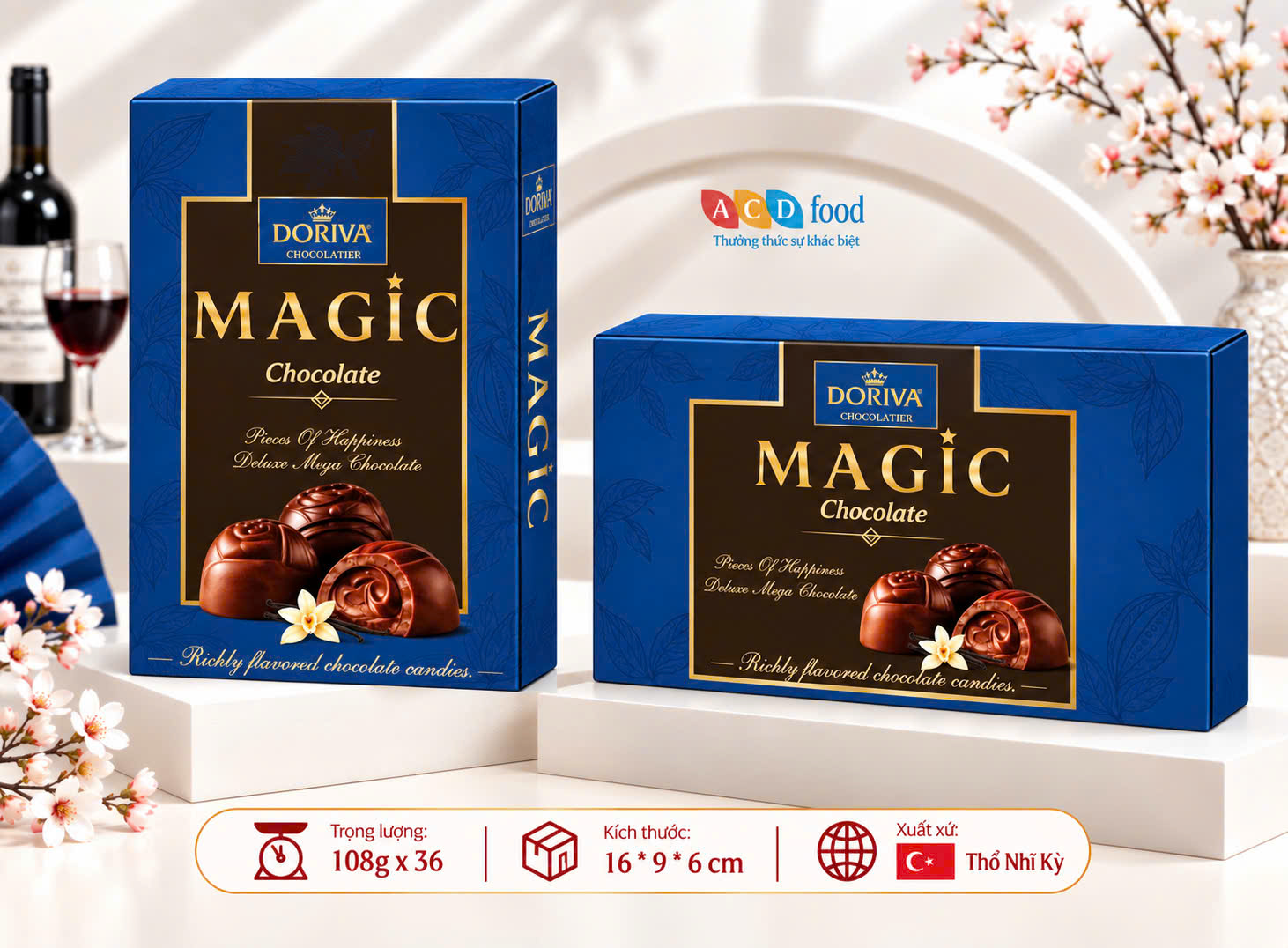 Kẹo socola sữa Magic nhân kem vị hỗn hợp 108g*36 - Hộp giấy (Đỏ, Vàng, Xanh)
