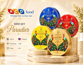 Bánh quy bơ Paradier 100g*24  - Hộp thiếc vát Con Công (Đỏ, Vàng, Xanh, Gold)