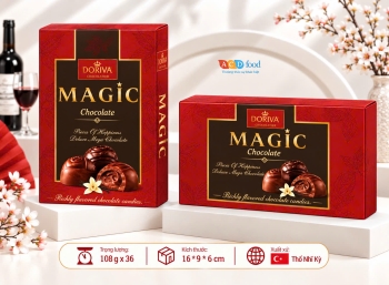 Kẹo socola sữa Magic nhân kem vị hỗn hợp 108g*36 - Hộp giấy (Đỏ, Vàng, Xanh)