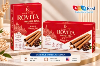 Bánh quế Rovita vị Socola 80g*36 - Hộp giấy (Đỏ, Vàng, Xanh)