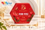 Kẹo hoa quả vị hỗn hợp For You 100g*24- Hộp giấy lục giác (Đỏ, Vàng, Xanh)