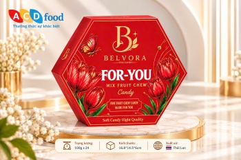 Kẹo hoa quả vị hỗn hợp For You 100g*24- Hộp giấy lục giác (Đỏ, Vàng, Xanh)
