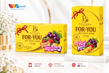 Kẹo hoa quả vị hỗn hợp For You 102g*36  Hộp giấy chữ nhật (Đỏ, Vàng, Xanh)